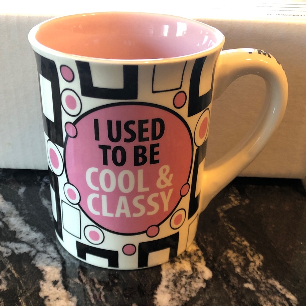 Retro Pink and Black Geometric Mug
